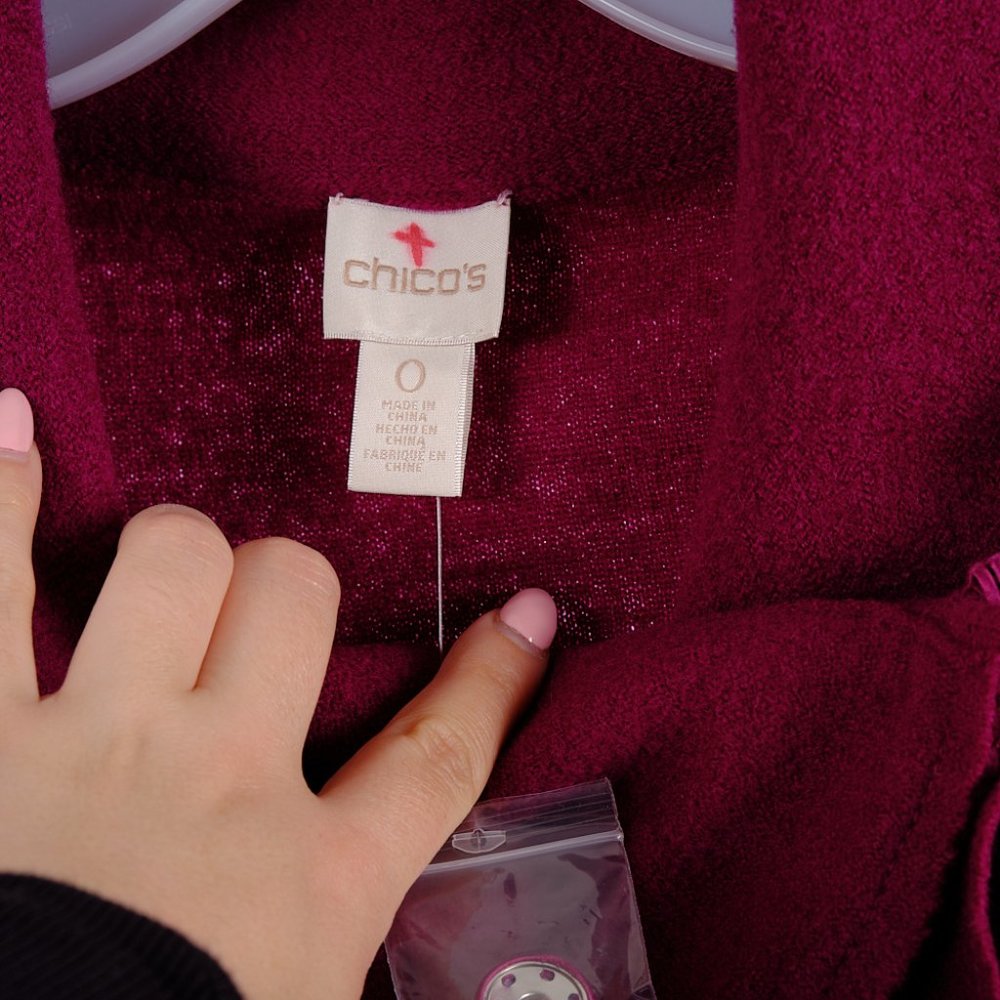 Chico’s Raspberry Wool Cardigan Wrap Sweater Size 0 - Picture 5 of 8